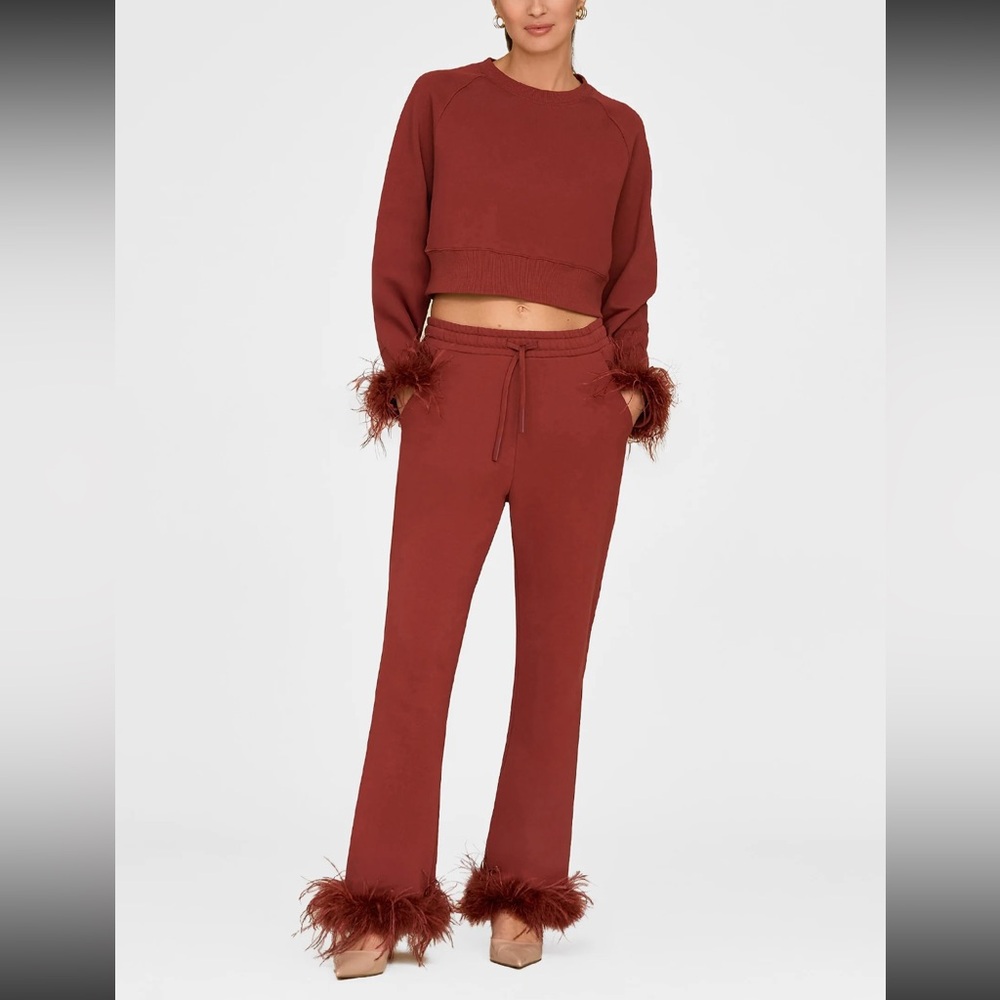 NWT Noli Shop Rada Feather Trim Sweatshirt & Joggers 2 Piece Set - Size S